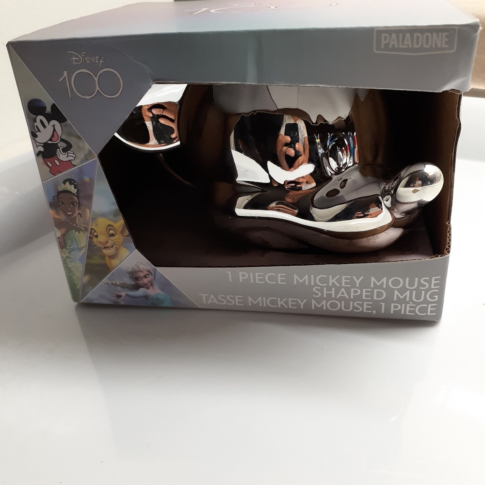 Disney Mickey Mouse Mug Shaped Head Silver Chrome Colour